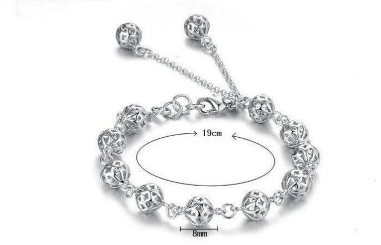 Высокое качество 925 штампованный посеребренный полый браслет для женщин и девушек браслеты и браслеты лучший подарок ювелирные аксессуары S-B05