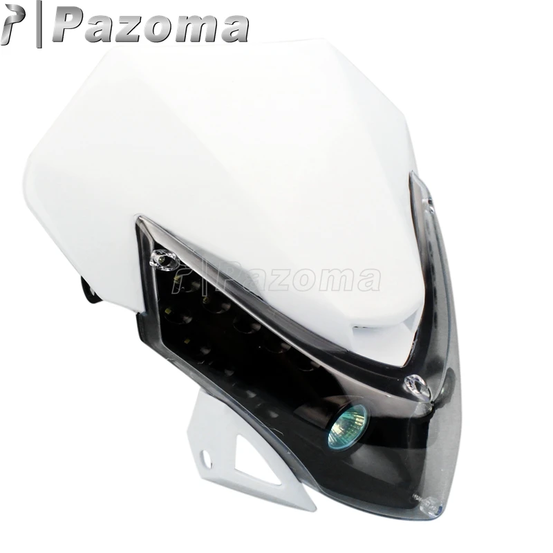 Pazoma белый Enduro Мотоцикл головной светильник s внедорожных Мотокросс обтекатель