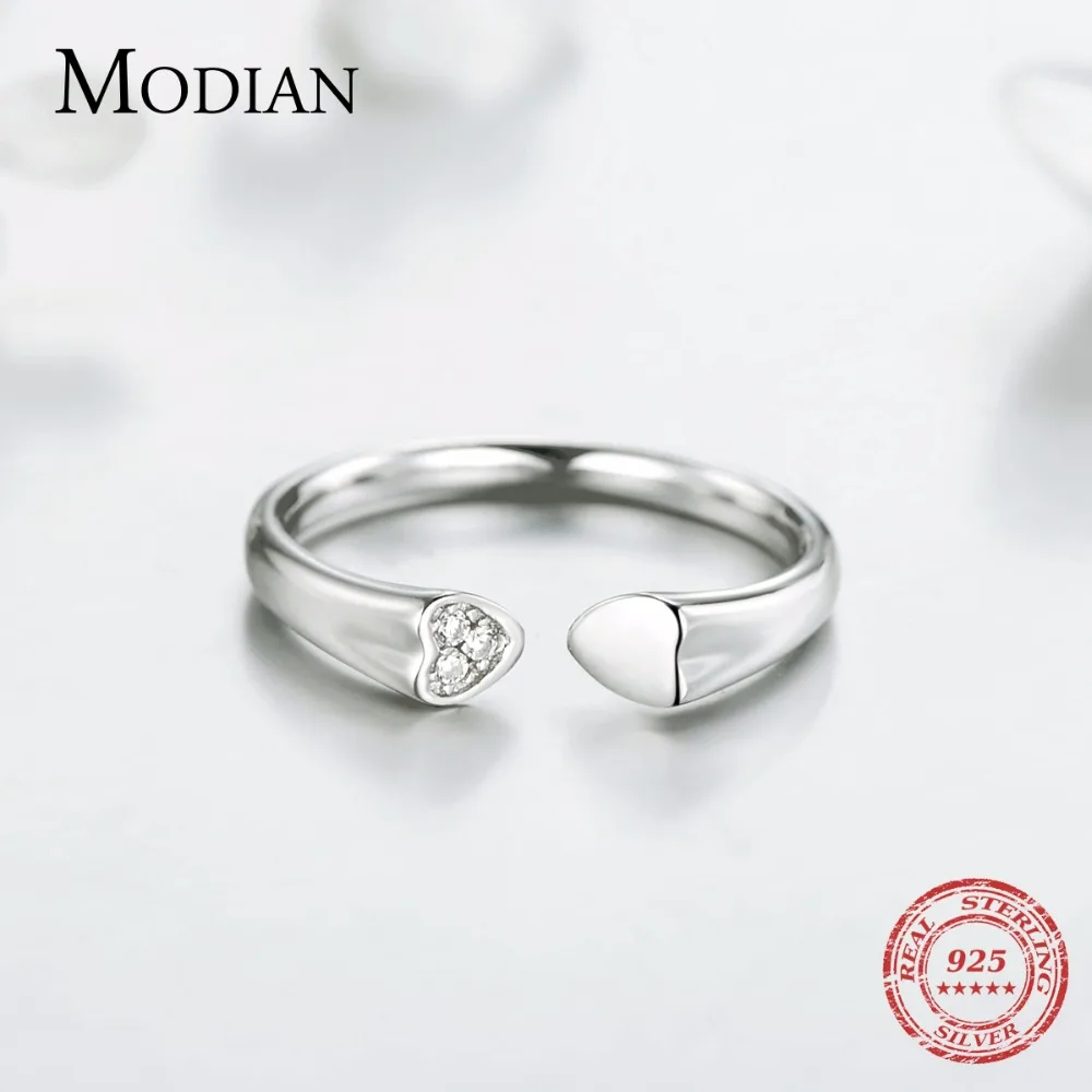 MODIAN, 925 пробы, серебряное, сияющее сердце, обручальное кольцо, модное, простое, прозрачное, AAAAA CZ, Женское Обручальное кольцо, ювелирное изделие