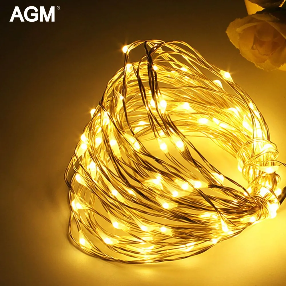 

AGM 10M Copper Wire LED String Light Garland 100LED Battery Fairy Light For Christmas New Year Home Decoration Festival Decor