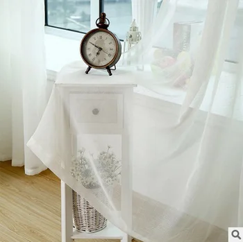

Europe Embroidered white linen curtains Voile curtain ready-made curtains for Living Room/Bedroom tulle curtain on the window