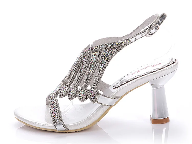 G-sparrow Female Sandals 2018 Summer New High-heeled Thick Heels Rhinestone Sandal Korean Size Diamond Shoes16