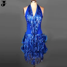 Платье для латинских танцев для взрослых/детей Женская/Для девочек юбка для самбы/бальных танцев с кисточками и цветком, Одежда для танцев, Сексуальные клубные платья размера плюс