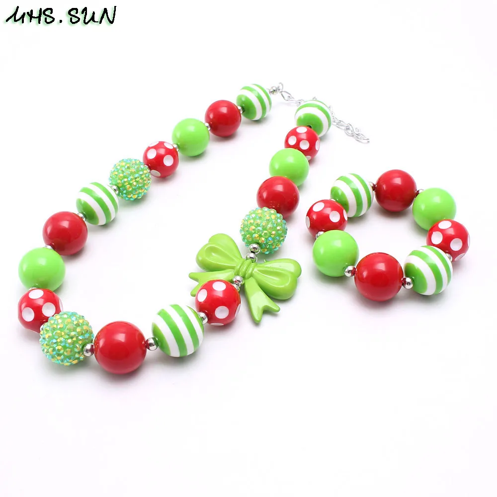 BN560-1 (3)$5.85-1$3.13-1.Newest Christmas Gift Bubblegum Beaded Necklace Bracelet for Baby Girls Chunky Chain Necklace Handmade Bangels JewelryJPG