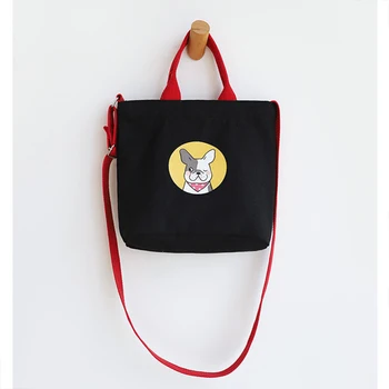 

Women's Canvas Shoulder Tote Bag Dogs Pattern Cotton Cloth Shopping Bag Ladies Cartoon Print Handbag Foldable Reusable Beach Bag