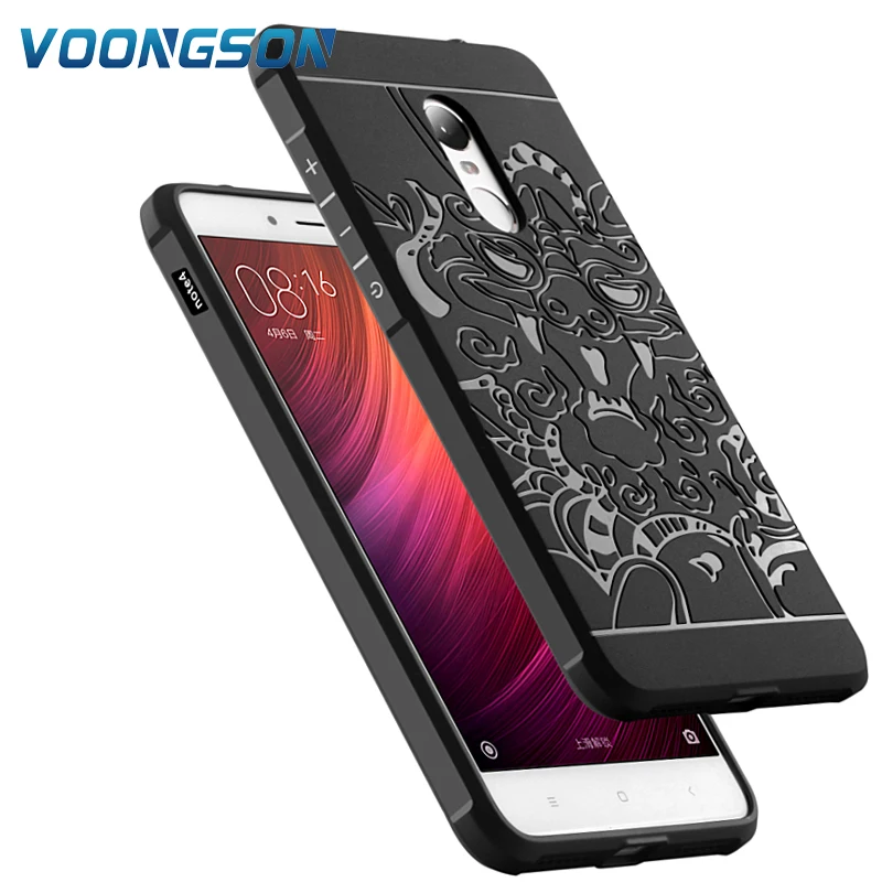 

For Xiaomi Redmi Note 4 Case Silicon Back cover 3D Carved Dragon Black TPU Phone Coque Redmi Note 4X 4G 64gb Fundas Anti-knock