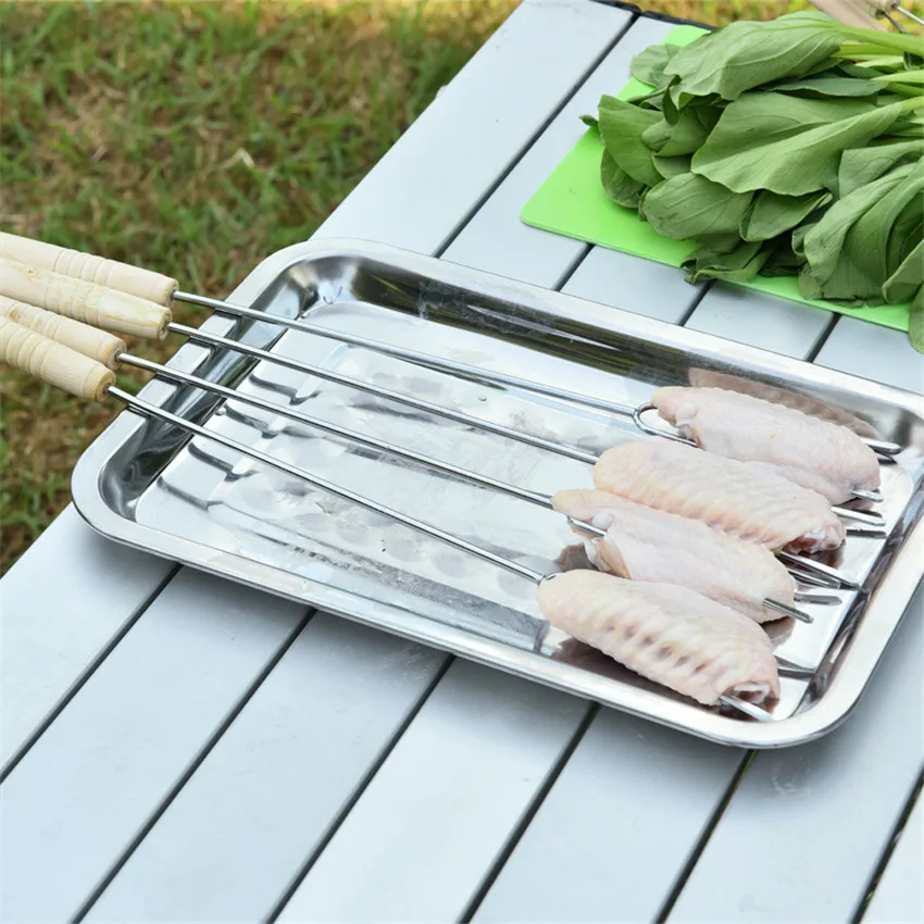 

10pcs U Shape BBQ Roast Barbecue Needle metal kebab skewers 35cm Stainless Steel Barbeque Skewers Outdoor Picnic barbecue stick