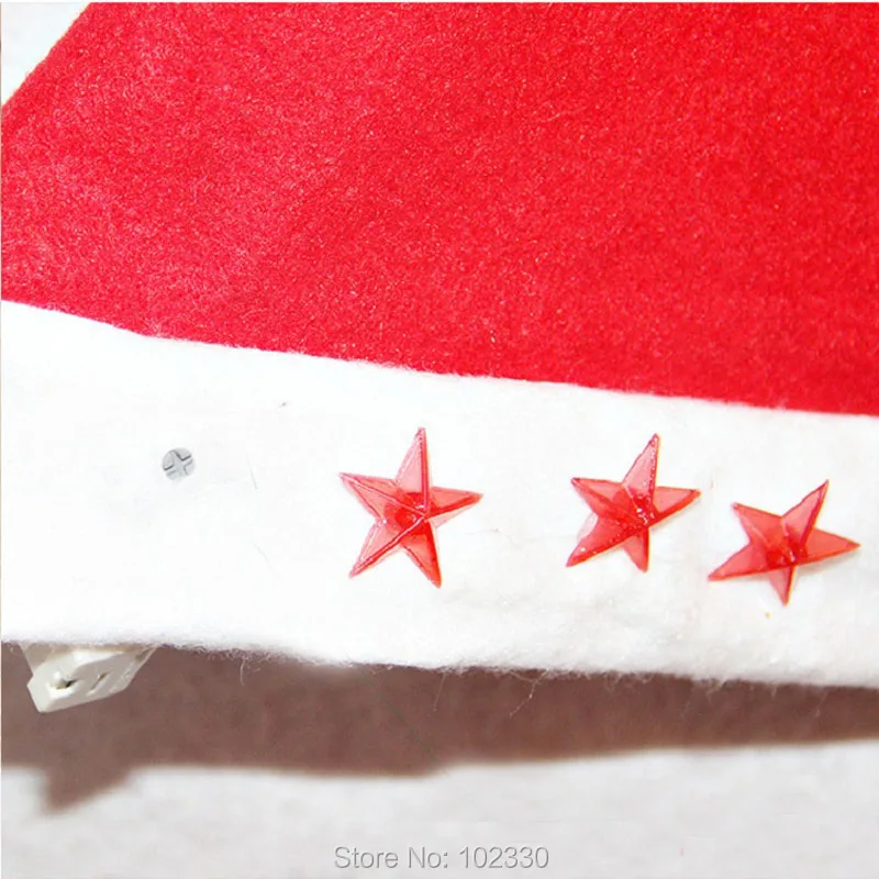 120 шт., световая Электронная светодиодная красная шляпа, мигающая пятиточечная звезда, Нетканая ткань, Рождественская шапка Санта-Клауса, вечерние принадлежности, ZA1161