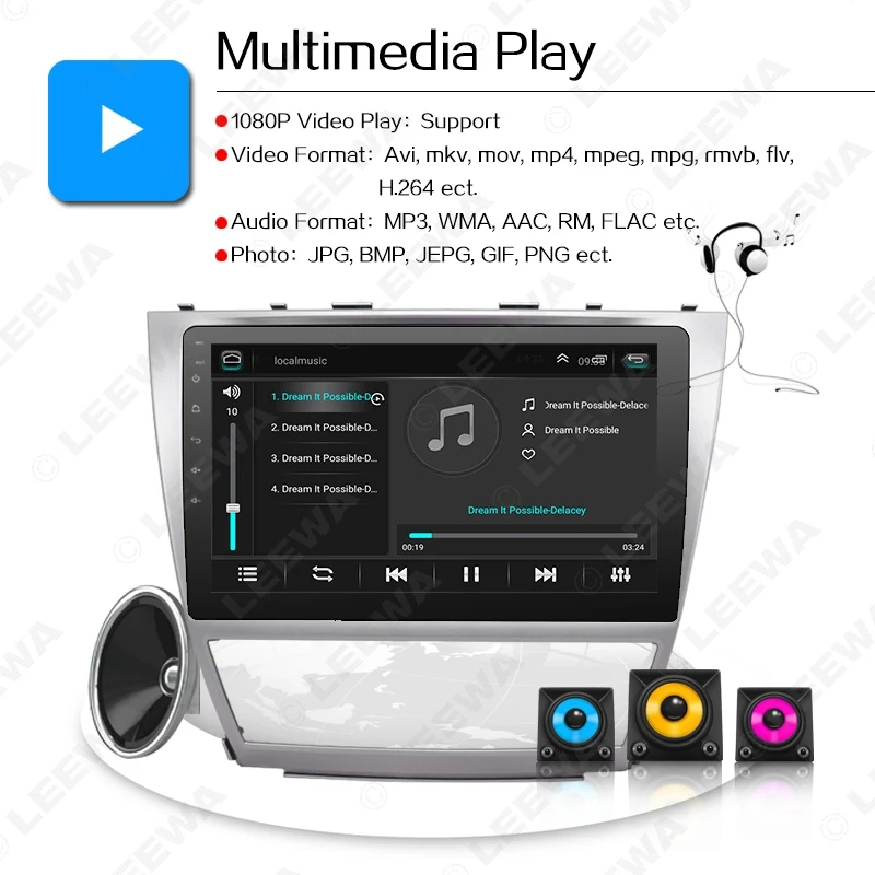 LEEWA 10," Большой HD экран Android 8,1 четырехъядерный автомобильный медиаплеер с gps Navi Радио для Toyota Camry XV40/Daihatsu Altis