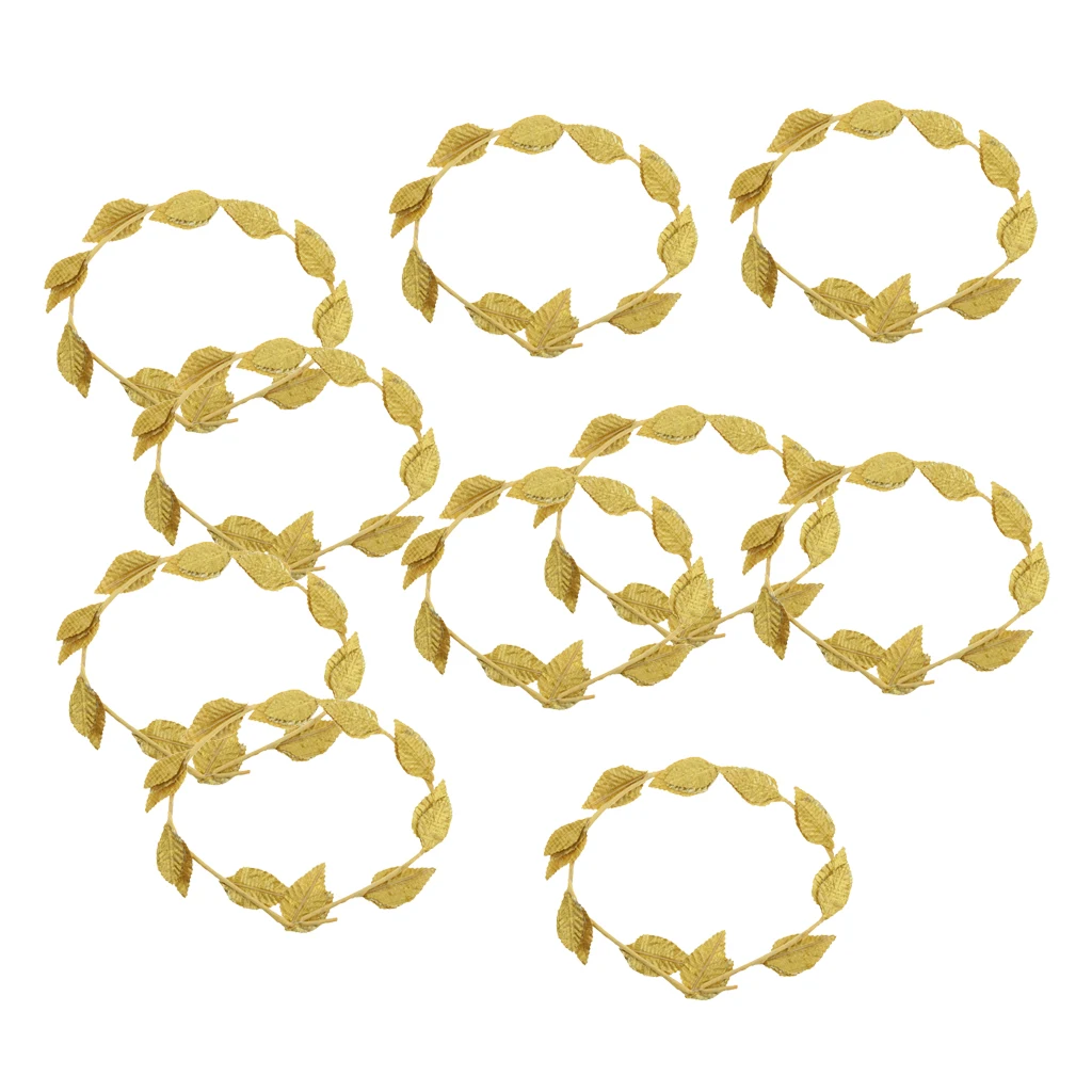 10pcs Laurel Wreath Roman Greek Goddess Gold Leaf Headband Summer Beach Wedding Hair Accessories Gift