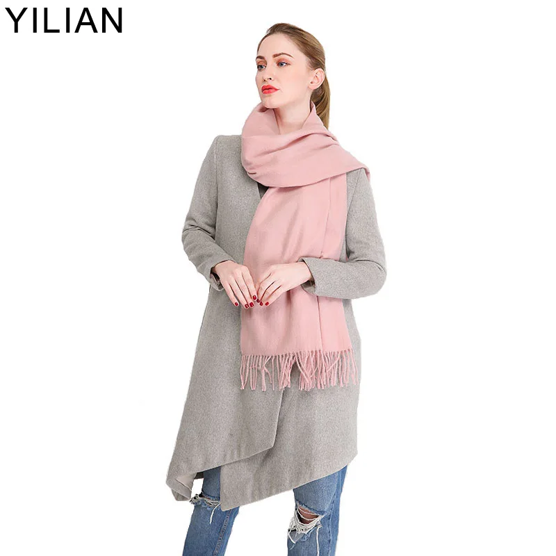 

YILIAN Brand Print Solid Color Simplicity Cashmere Shawl Women New Warm tassel Basic Fashion Section Tassel Scarf PashminaSO023