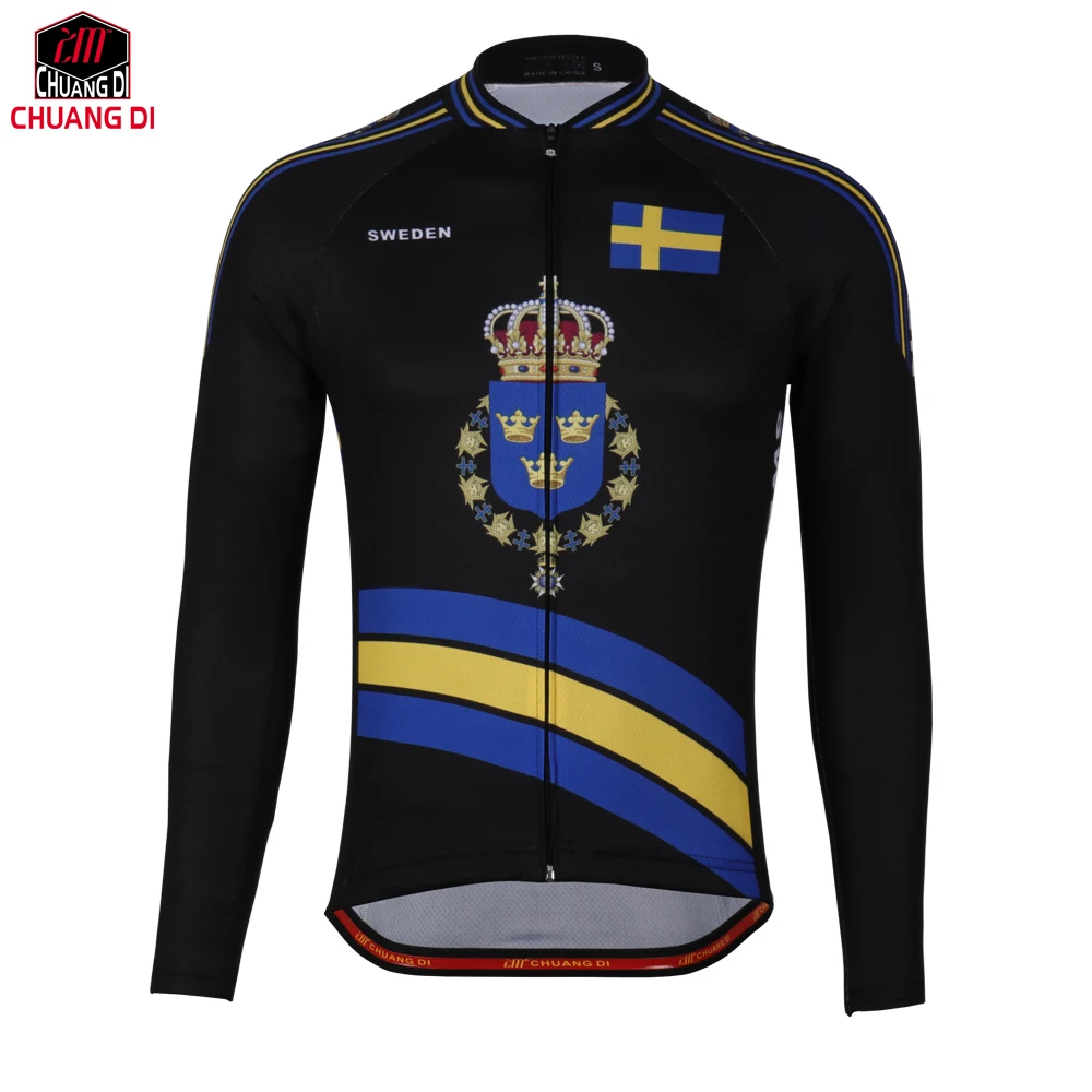 

ZM SWEDEN Stylish Men Cycling Jersey with Muscle Printing Spring Autumn Skin-friendly Breathable MTB Bike Riding Clothing