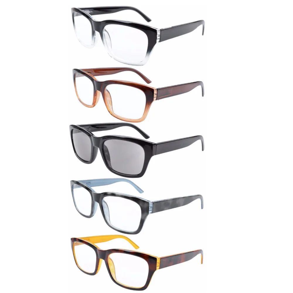 Eyekepper 5 Pack Reading Glasses - Vintage Sun Readers With Spring Hinge, +2.50 Strength