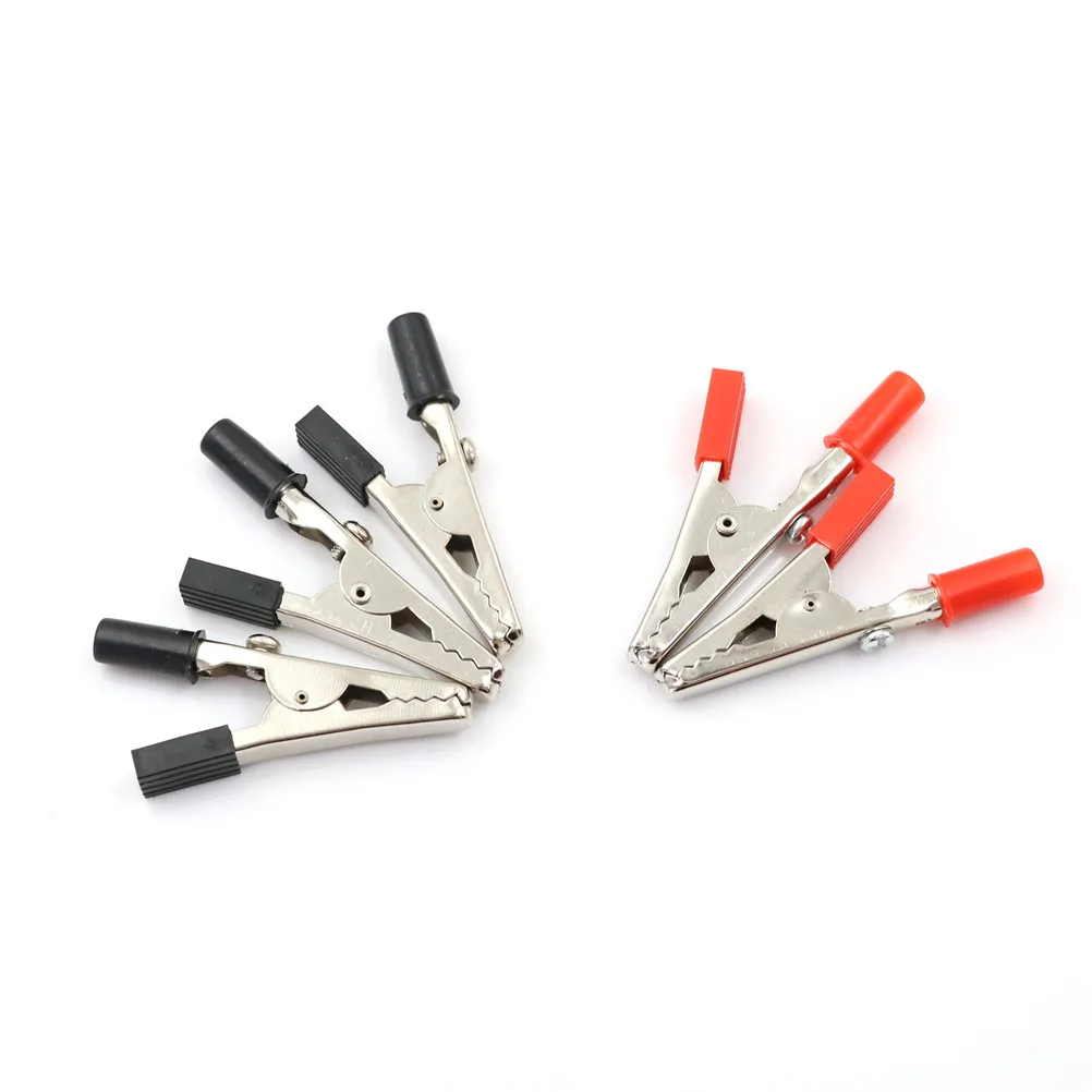 50 Pcs Mix ColorPlastic Handle Test Probe 55mm Metal Alligator Clips