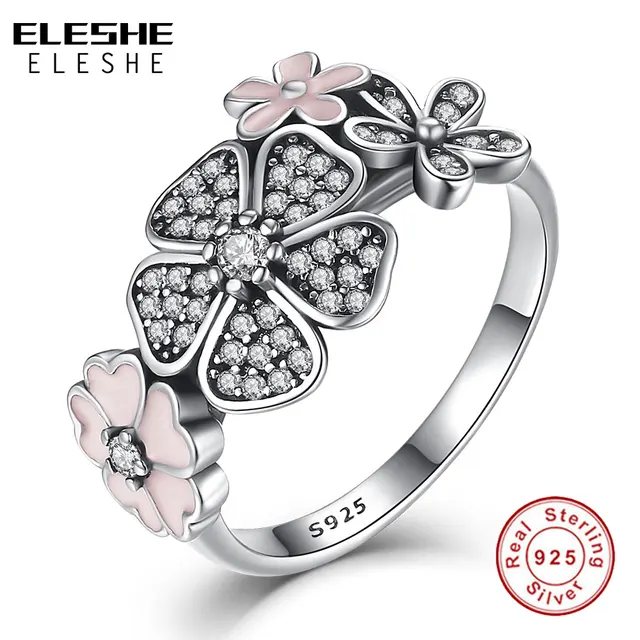 Valentine's Day Authentic 925 Sterling Silver Pink Flower Poetic Daisy Cherry Bl Valentine's Day Authentic 925 Sterling Silver Pink Flower Poetic Daisy Cherry Bl