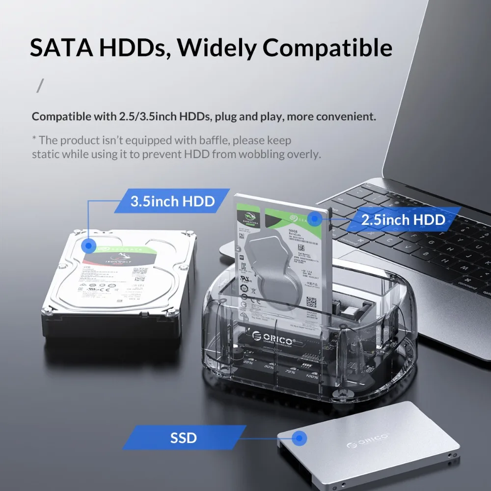 Док-станция ORICO HDD SATA для USB 3,1 адаптер для 2," 3,5" HDD SSD Внешний корпус жесткого диска 2-Bay док-станция