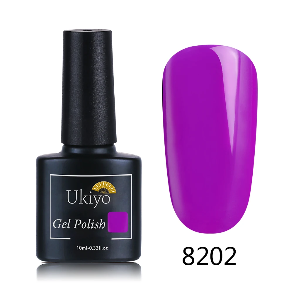 Ukiyo 10 мл Неоновый Цвет Гель-лак для ногтей замачиваемый УФ-гель для ногтей Маникюрный Гель-лак основа и верхнее покрытие полуперманентный - Цвет: 8202