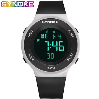

SYNOKE Digital Watch Men Boy Sport Wrist Fashion Simple Replaceable Comfortable Watch Strap Alarm Multifunction Watch