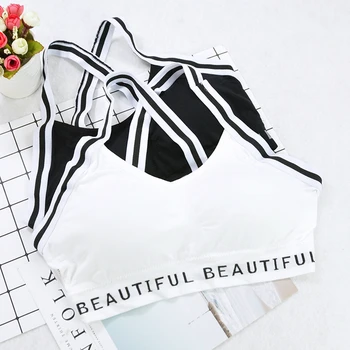 

Yoga Fitness Sports Women Bra Running Crop Bra Tops Sports Gym Jogging High Elastic Cotton Solid Sports Tops Underwear Female