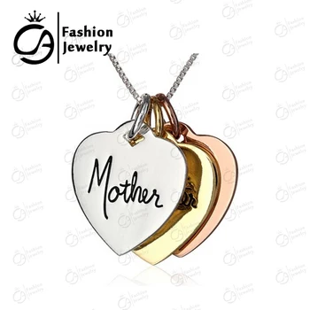 

3 Colored Silver Color, Rose Gold, Yellow Gold Mother Daughter Friends Inspirational Heart Pendant Necklace 20Pcs/lot #LN1113