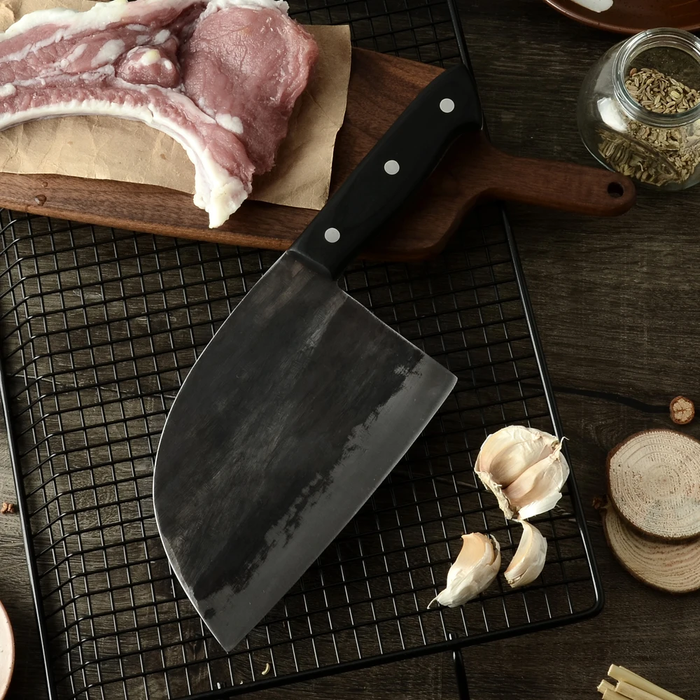 

XYj Butcher Knife Forged Handmade Full Tang 5MM Blade Pakawood Handle Cleaver Chopping Knife Steak Turkey Bone Kitchen Tools