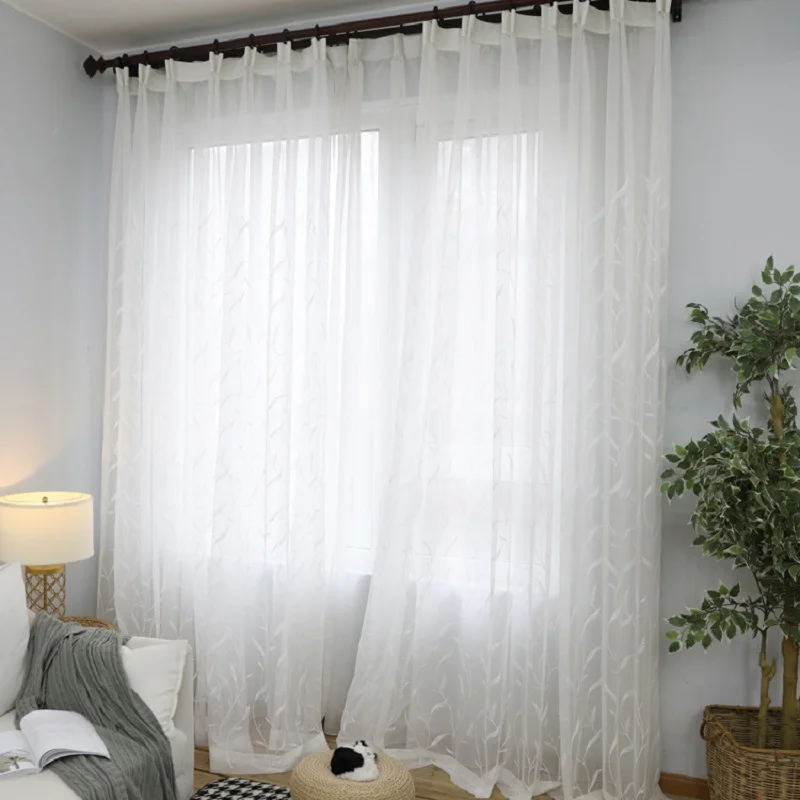

Modern style plaid jacquard tulle curtain for living room white check pattern voile window sheer panel for bedroom 061&30