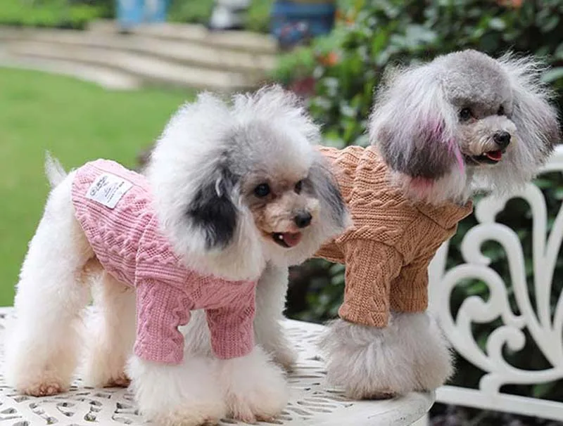 Хлопковая вязаная одежда для собак для таксы, однотонный собачий пуловер, Рождественский свитер для маленьких собак, зимнее пальто для собак 10A