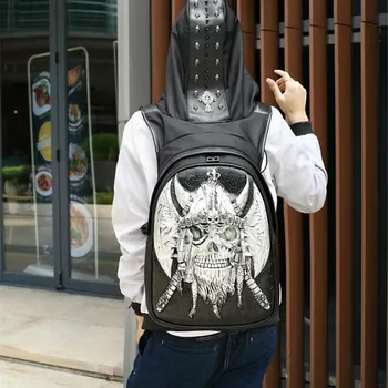 

Cool mystery hat bag 3D stereo men's computer student backpacks Pirate serpentine sword laptop backpack men