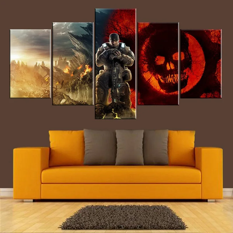 

5 Pieces Game Gears Of War Wall Art Picture Modern Home Decoration Living Room Or Bedroom Canvas Print Painting Wall Picture