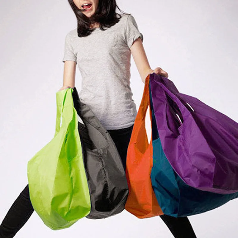 

2Pcs/Lot Resuable Folding Shopping tote Bag High Capacity Non-disposable Shopping Grocery Bags for Supermarket Ship Bag 2019