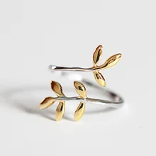 New Arrival 925 Sterling Silver Rings Leaves Foliage Leaf Ring For Girl Women Rings Adjustable Fashion Jewelry