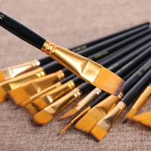 15 шт./компл. товары для рукоделия Краски набор кистей с черная коробка для гуашь акварель масло Краски ing акриловая кисть для рисования набор нейлоновых волосяных