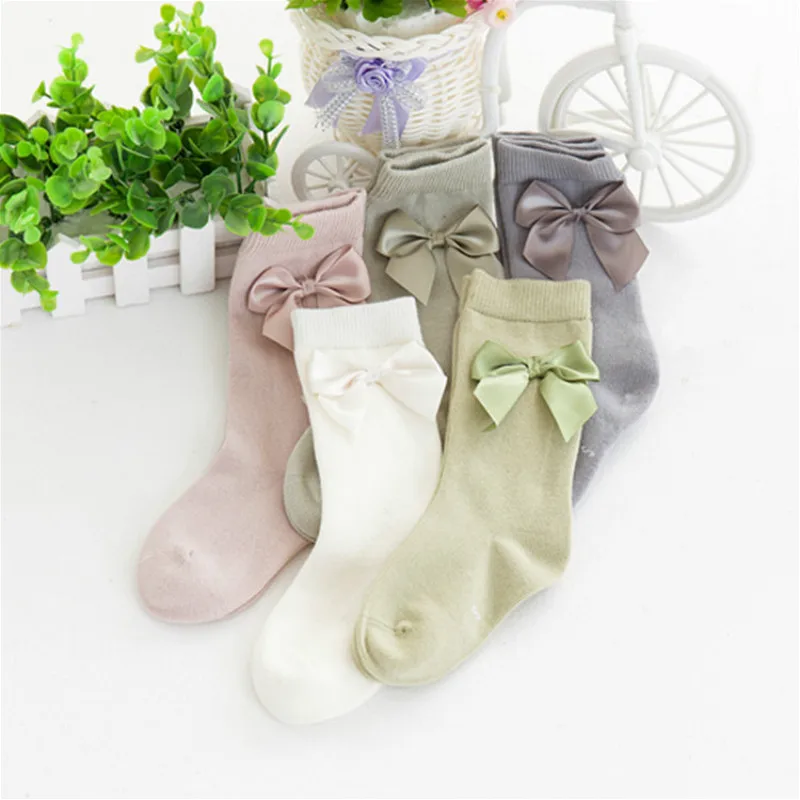 Baby Girls Knee High Socks Bows Princess Sweet Cute Long Tube Leg Warmer 1-6Y