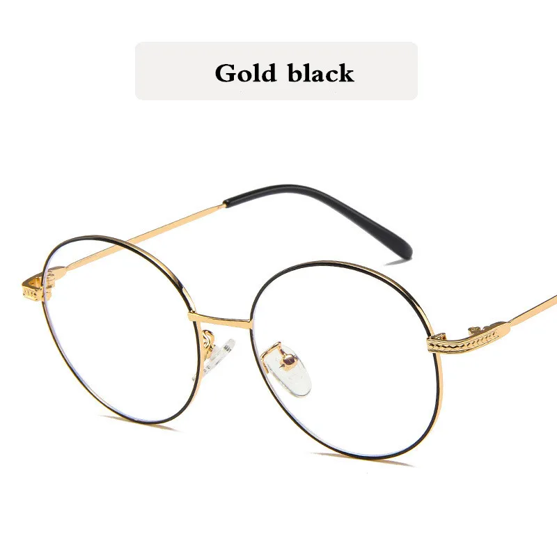 Blu-Ray классическая круглая оправа металлические оптические брендовые дизайнерские женские очки оправа очки компьютерные очки мужские аксессуары - Цвет оправы: Gold black