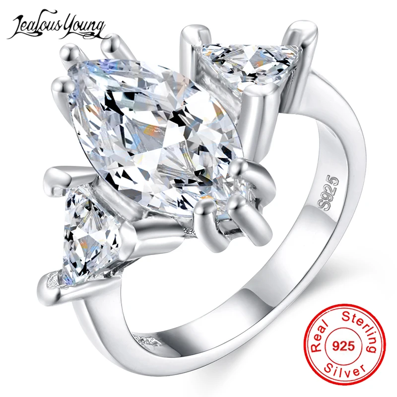 

Luxury Crystal Marquise Big Ring With Silver Color AAA Cubic Zircon Engagement Rings for Women Party Jewelry Gift anillos mujer