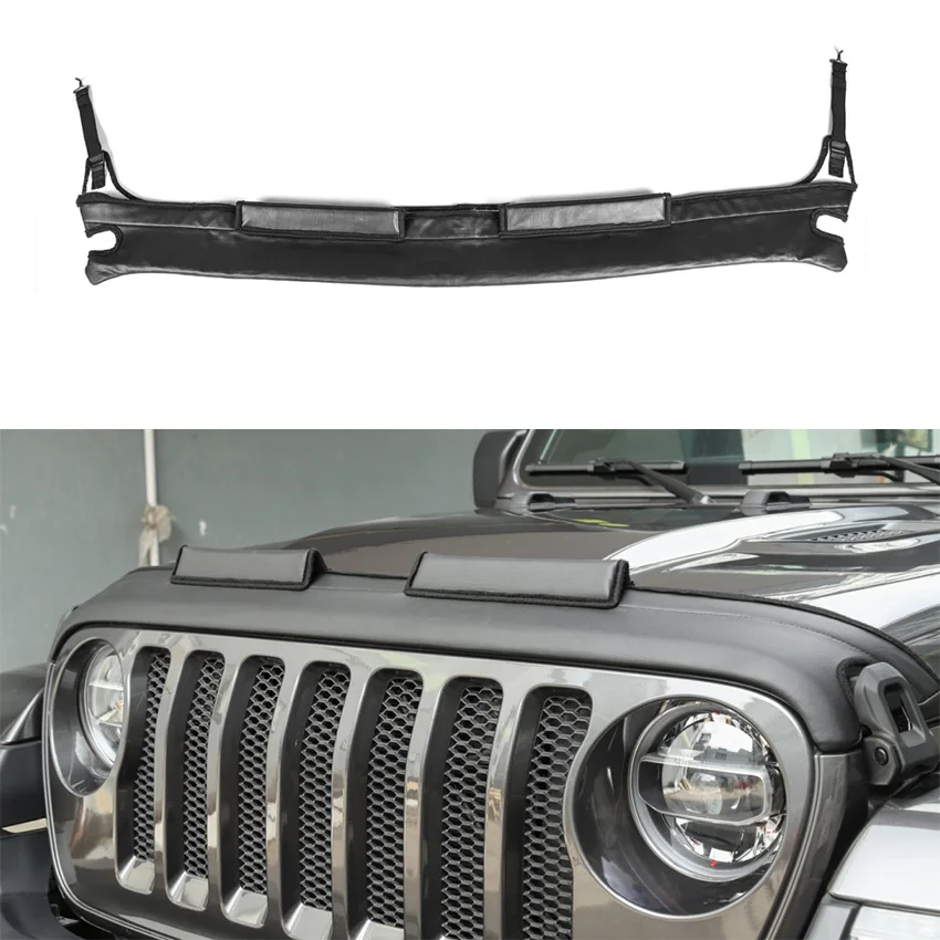

YAQUICKA Car-covers Fit For Jeep Wrangler JL 2018+ Car Front Hood Engine Protection Cover Car Styling Accessories PU Leather
