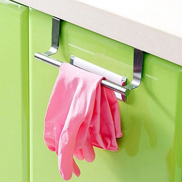 Best Quality Stainless Steel Towel Bar Holder Over the Kitchen Cabinet Cupboard Door Hanging Rack Storage Holders Accessories