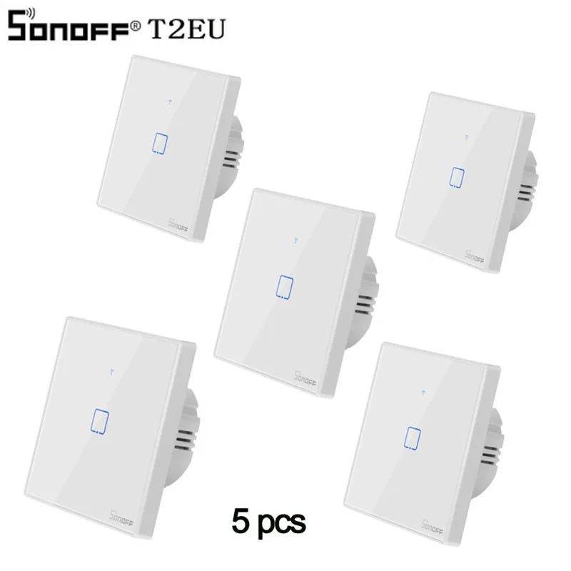 

Sonoff T2 EU Smart Wifi Wall Touch Light Switch 1 Gang 2 Gang WiFi/433 RF/APP Remote Smart Home Controller Work with Alexa