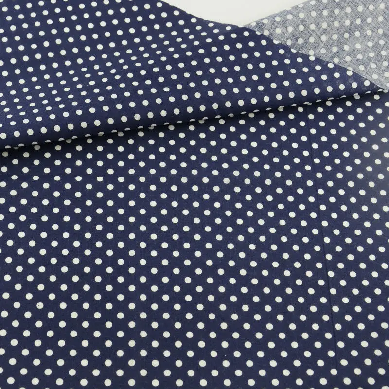 

Blue Cotton Fabric White Dots Design Patchwork Fabrics Clothing Doll Scrapbooking Home Textile Decoration Sewing Cloth Curtain