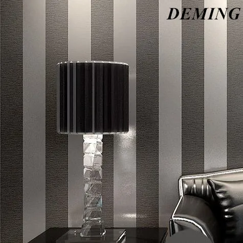 

DEMING wall paper Modern 3D Embossed Strip Wallpaper For Living Room Silver And Gray Striped papel de pared Roll Desktop N323