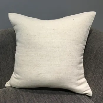 

Eco-friendly Natural Unbleached Square Jute Cotton Pillow Case Solid Cushion Cover 45 x 45 cm Sell by Piece Invisible Zipper