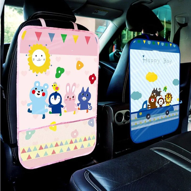 

E-FOUR Car Seat Back Anti-Kid Kick Pad Prevent Children Damage Cover Waterproof PU Child Drawing Board Storage Bag Car Accessory