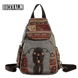 DICEVALM женская сумка Холст Рюкзак Ретро Для женщин рюкзак маленький китайский Стиль путешествия рюкзак тканые Для женщин сумка Bagpack