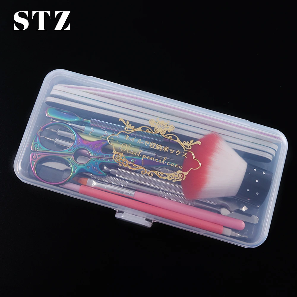 

STZ 1pcs Plastic Nail Tools Storage Box Rectangle Empty Organizer Case Acrylic Displayer Holder For Nail Art Manicure Tool #878
