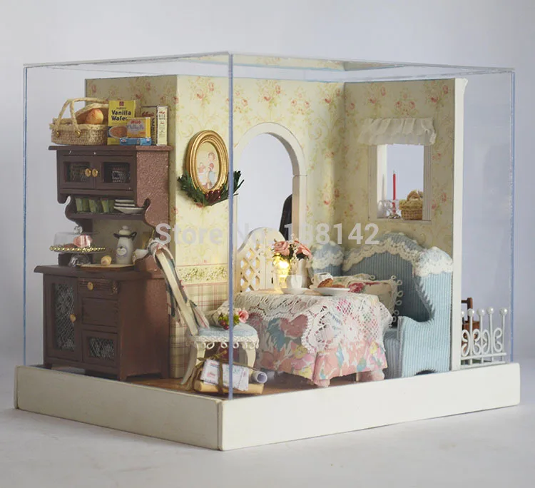 DIY dollhouse miniature wooden doll house Miniature Wooden Building