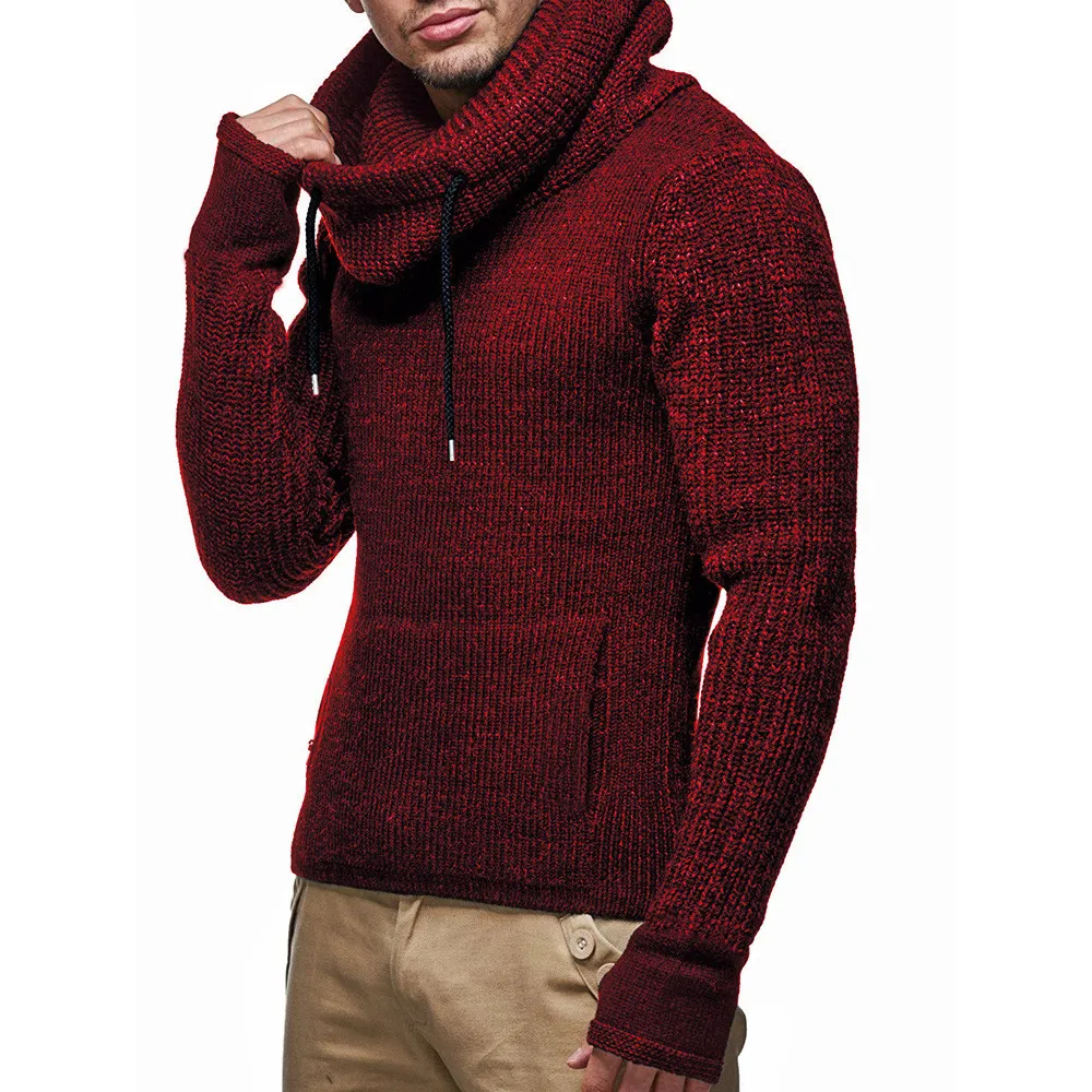 Мужской свитер, комфортный, длинный, тонкий, с высоким воротником, пуловер, свитер, вязаный джемпер, топы, толстовка, chompas para hombre, свитер для мужчин