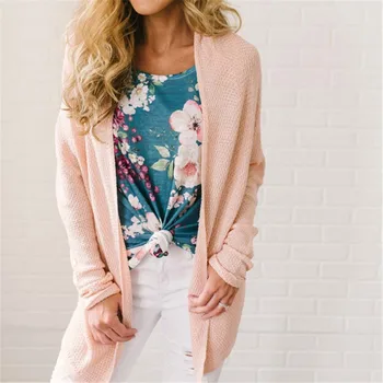 

Women's Long Sleeve Loose Knitted Jacket Plus Size Autumn Winter Warm Jumper Cardigan Outwear Coat Knitting Pure Color Jackets