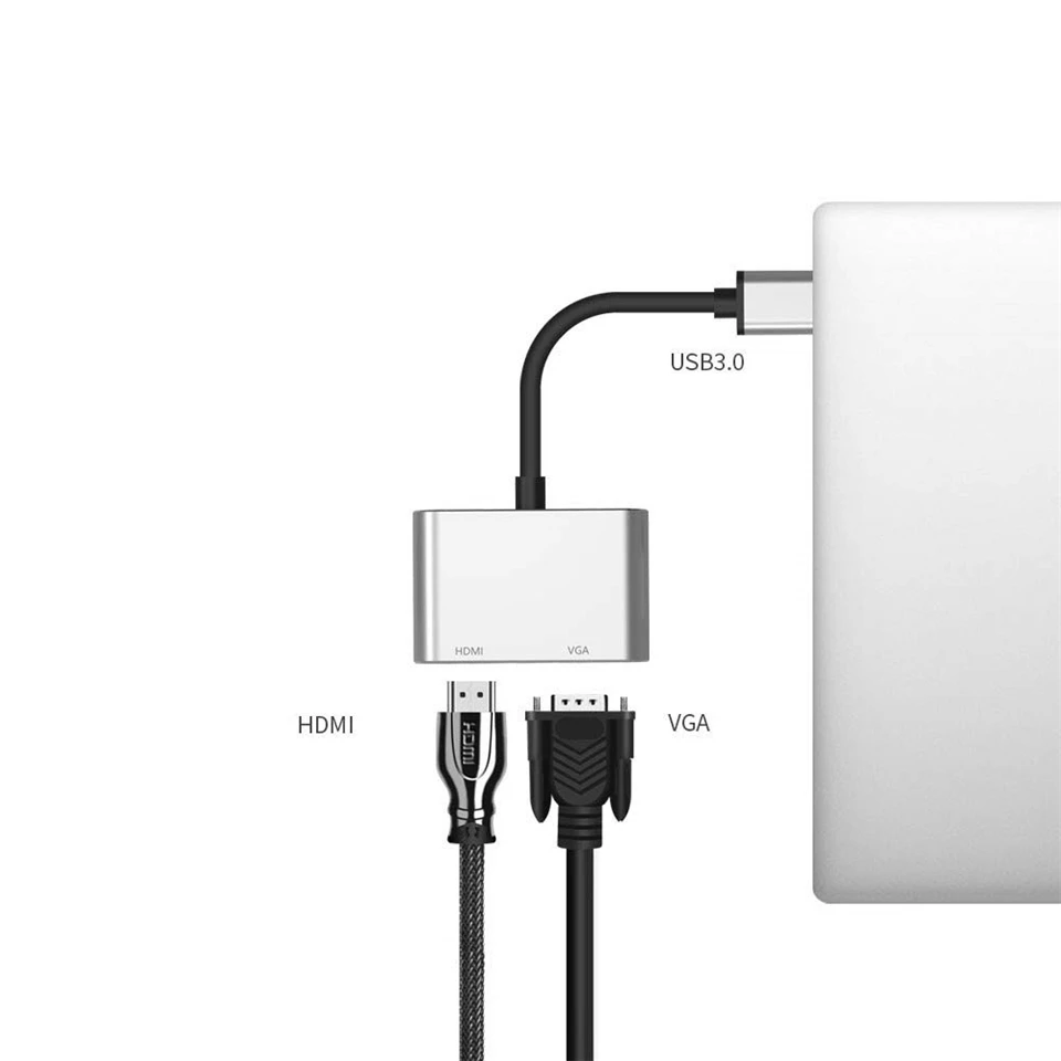 High Quality USB 3.0 to HDMI VGA Adapter Dual Display USB to VGA HDMI Converter Cable for 1080P Mac