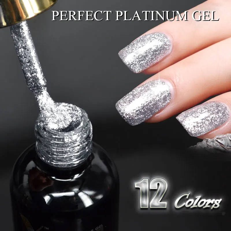  Venalisa 12ml Nail Art Gel 12 colors Super Shining Diamond Glitter Sequin Starry Platinum Paint Gel