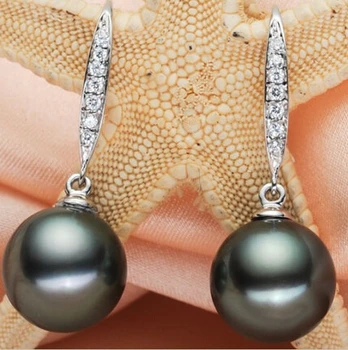 

wb001 natural 10-11mm tahitian black pearl earrings